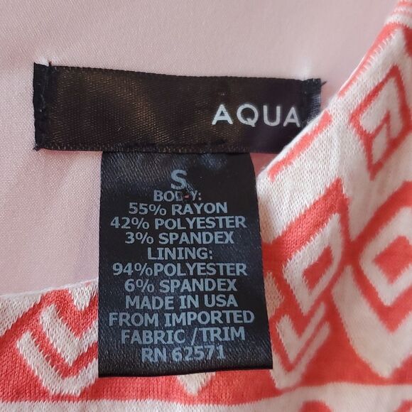 AQUA ORANGE WHITE SLEEVELESS KNIT SHEATH DRESS SIZE SMALL FULLY LINED - Picture 2 of 9